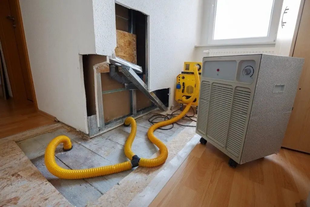 Structural drying with dehumidifiers and air movers